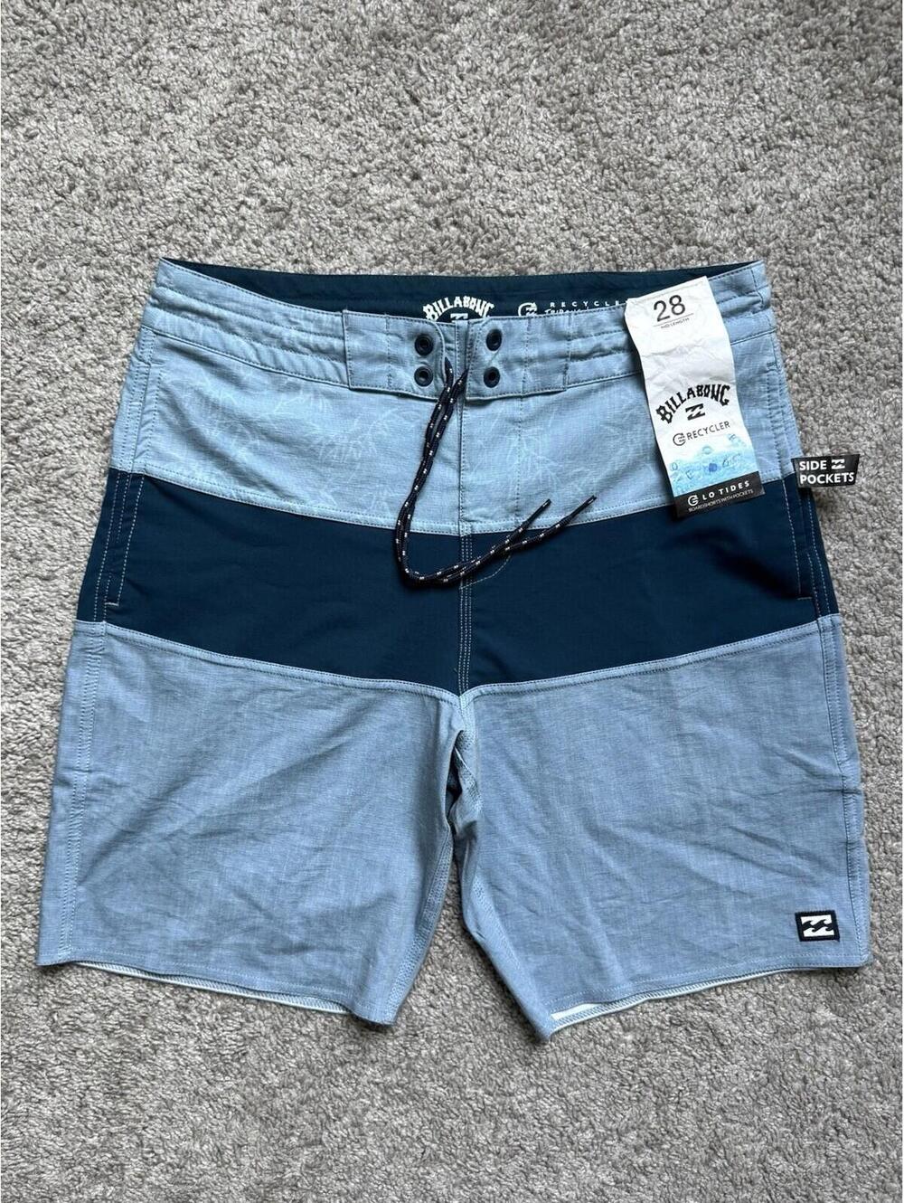 BILLABONG Mens Size 28 8” Lo Tides Boardshorts BNWT Recycler With Side Pockets